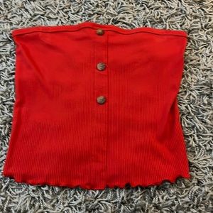 red tube top with buttons